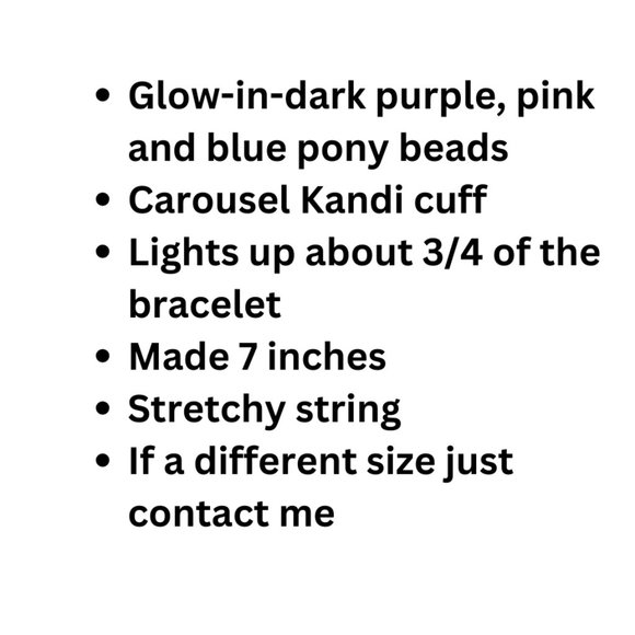 Purple Blue Kandi Carousel Cuff, Glow-in-Dark Pony Beads and A Light - Picture 5 of 5